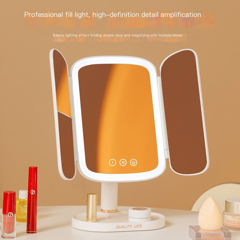 Rotating Smart Shell LED Makeup Mirror with Light