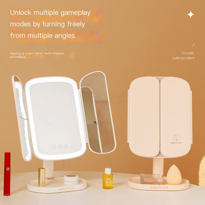 Rotating Smart Shell LED Makeup Mirror with Light